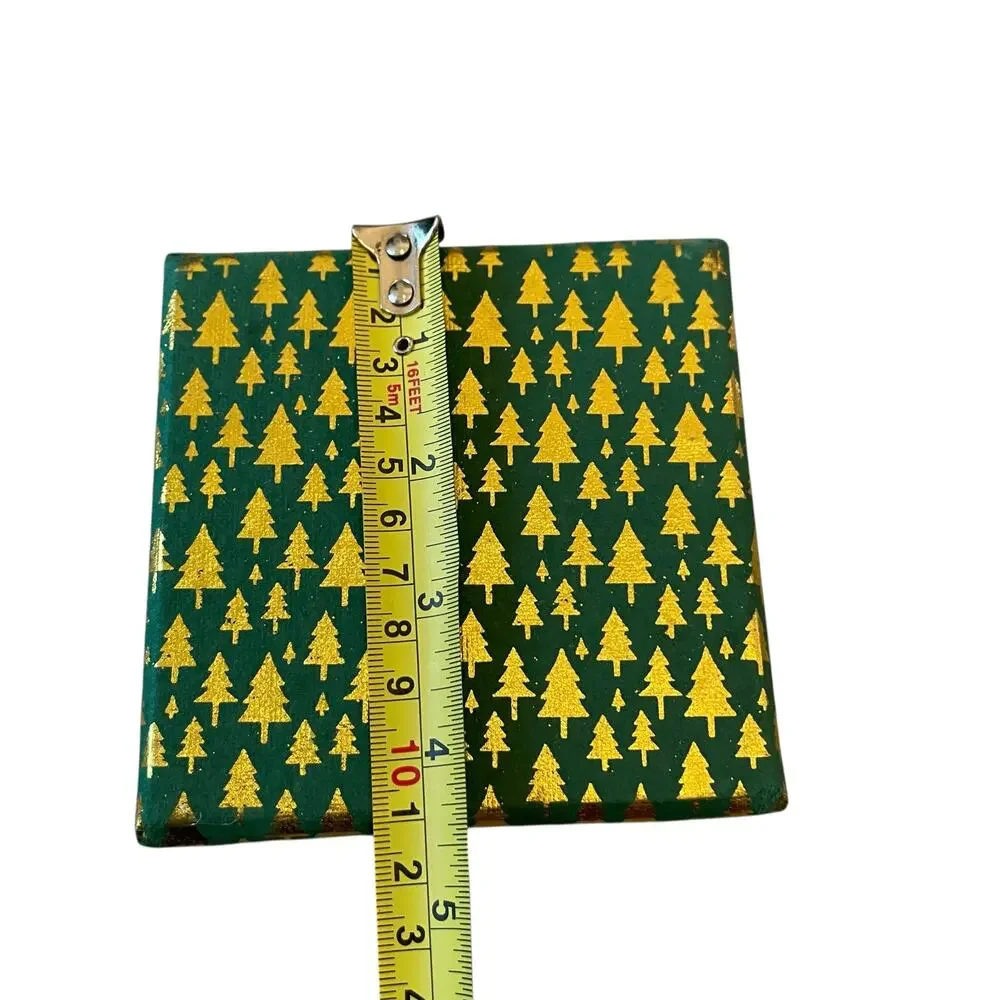 Christmas Gift Boxes w/ Lids Ribbon 4pc Premium Holiday Gift Wrap Green Gold NEW